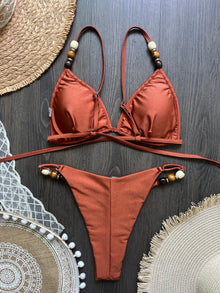 Pearls Strap Bikini Set Women Push Up Brazilian Swimsuit