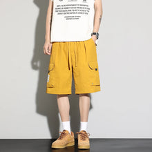 Men's High Street Cargo Shorts Lightweight Breathable Solid Color Drawstring Waist Big Pockets Shorts Casual Summer Short Pants