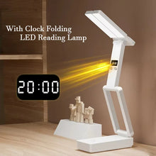 LED Portable Foldable Lamp With Clock USB Charging Type Fold Studing Lamp Energy Saving Rechargeable for Room LED Reading Light