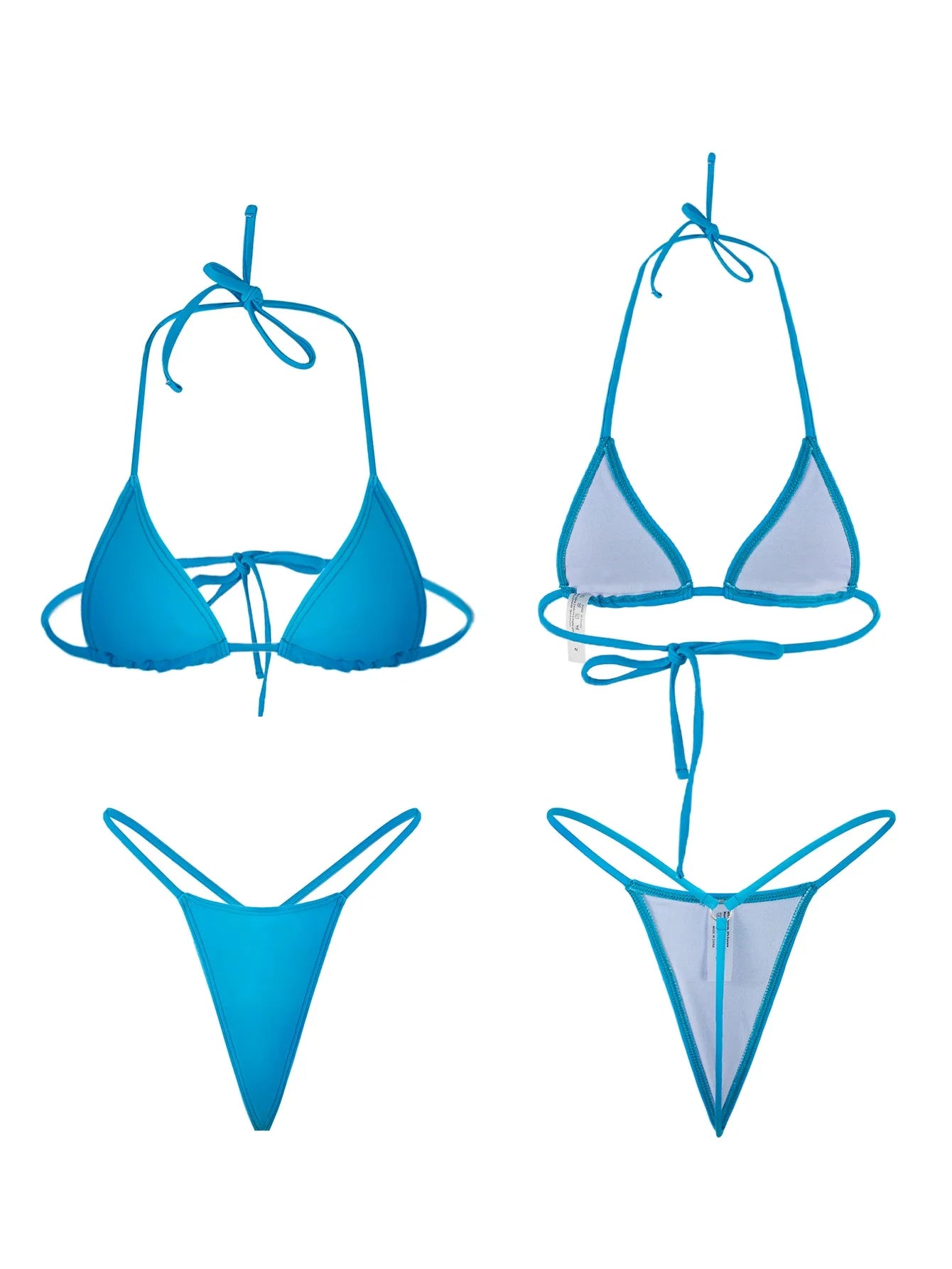 Sexy Female Swimming Suit Tie Straps Swimwear Solid Color Thong Shorts with Triangle Bra Women Beach Wear