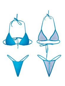 Sexy Female Swimming Suit Tie Straps Swimwear Solid Color Thong Shorts with Triangle Bra Women Beach Wear