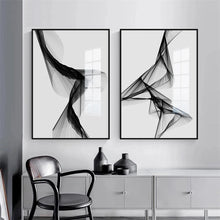 Nordic Black and White Abstract Line Art Canvas Painting Modern Wall Art Poster Living Room Picture Home Decoration Frameless