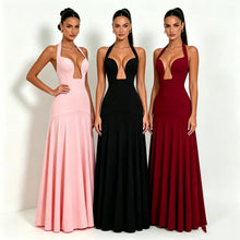 2026 NEW Summer Women Halter Front Cut Out V Neck Bodycon Maxi Dress Sleeveless Sexy Elegant Club Evening Party Long Dress
