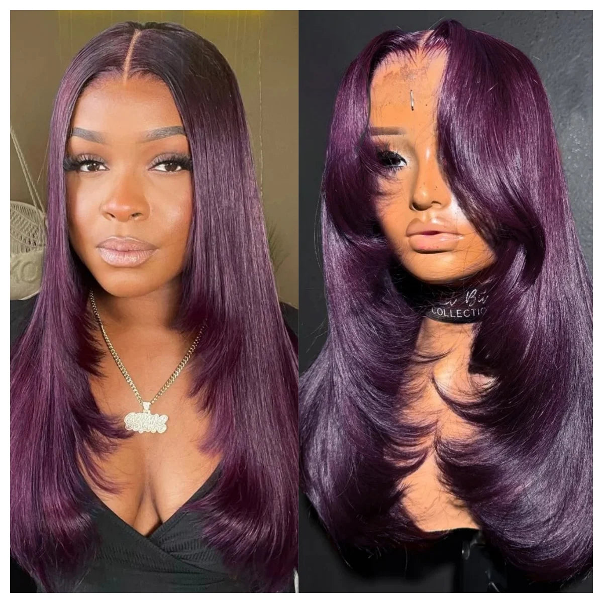 Highlight Black White Layered Lace Front Wig 13x4 Glueless