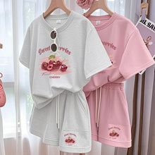 Summer New Fitness Running Casual Sports Set Women's plus Size Short Sleeve Shorts Two Piece Set round Neck Loose Fit
