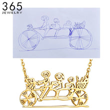 Stainless Steel Custom Children's Drawing Necklace For Kid Art Personalized Heart LOGO Design Love Birthday Gift Jewelry
