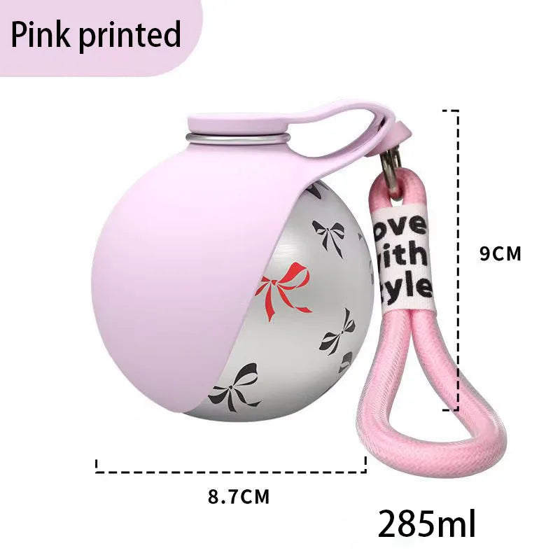 Dog Water Bottle with Removable Silicone Bowl 285ml Portable Dog Drinker 2-in-1 Stainless Steel Travel Pet Supplies