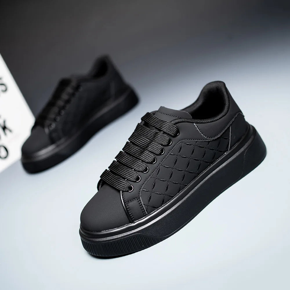 Luxury Leather Men Sneakers Thick Sole Casual Walking Shoes