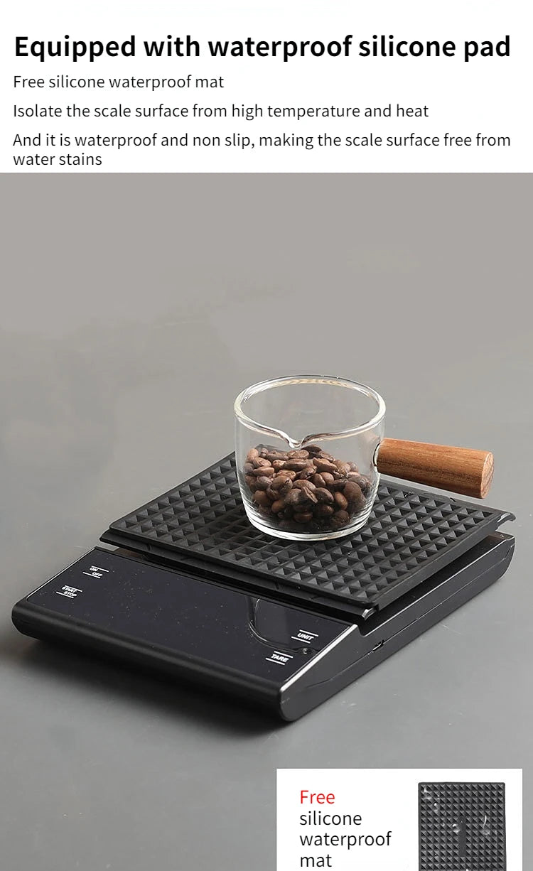 Smart Coffee Electronic Scale High Precision Digital Timing LCD Scale 3kg/0.1g Coffee Balance Measuring Weight Scale for Kitchen