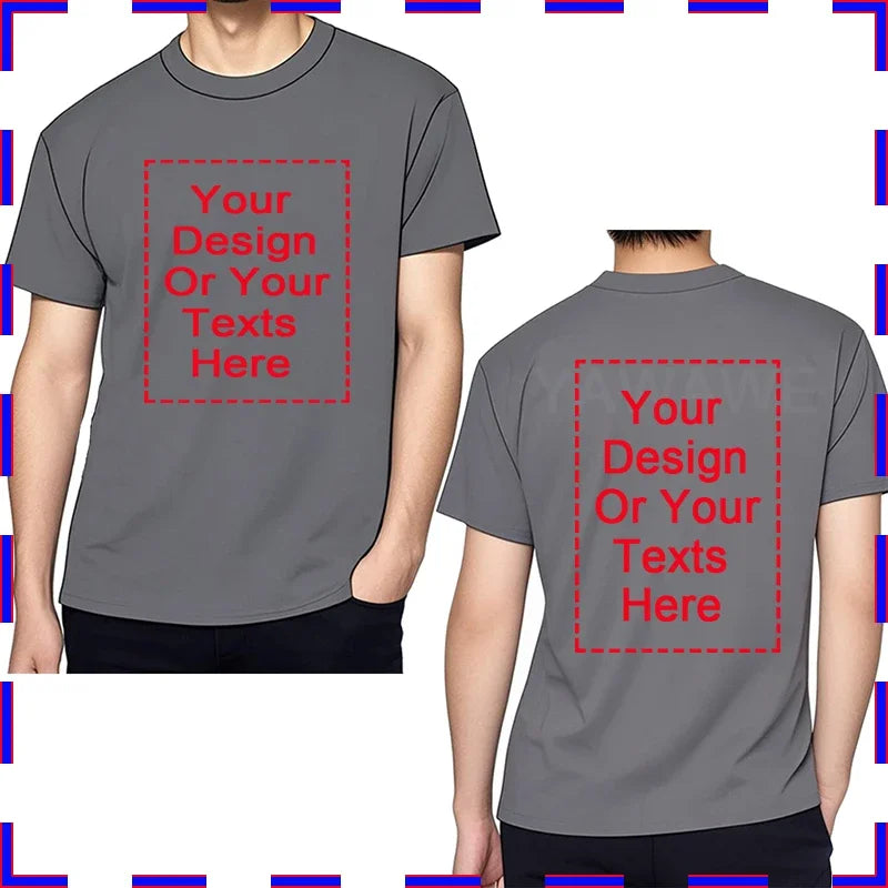 Design Your Own Oversized T-shirt for Men Custom Graphic Blank Cotton Personalized Message Tshirt Loose Fit Tops Gift Your Logo