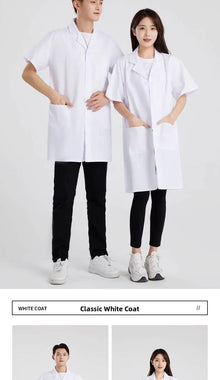 Long Sleeve White Lab Coat Work Uniform for Women Short Sleeve Summer Student Doctor Suit Male Lab Coat Isolation Gown