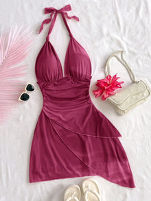 2025 Fashion Design sense Chiffon sleeveless sexy tight deep V short sexy pure backless dress