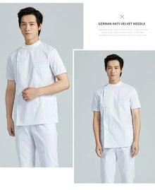 Men Medical Coat Doctor Dentist Medical Uniform Stand Up Collar Nurse Tops Male Oral Beauty Salon Nursing Care Workwear Jacket