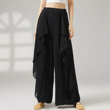 Women Wide Leg High Waisted Flowing Chiffon Dance Pants