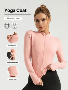 Women Slim Fit Stand Collar Zip Up Yoga Jacket Quick Dry