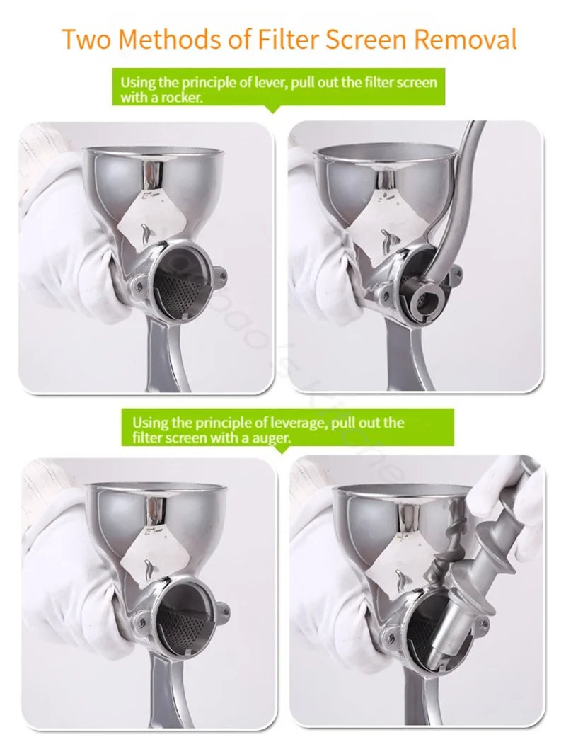 Stainless Steel Manual Juicer Extract Ginger Juice Machine Wheat Grass Juicer Auger Slow Squeezer