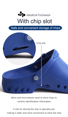Medical Shoes Clogs with Chip Slot Hospital Foot Wear strap Unisex Wear-Resistant Non-slip High Temperature Disinfection Slipper