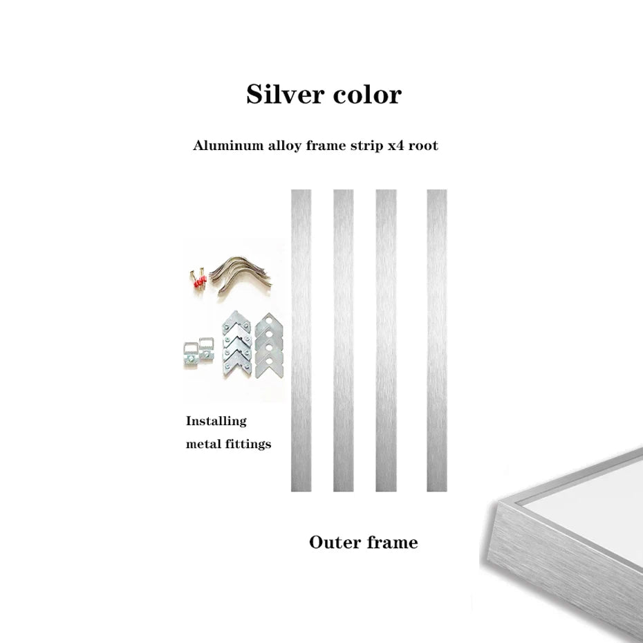 Aluminum Alloy Canvas Narrow Edge Simple Metal Mural Oil Painting Frame 9 Colors Can Be Customized in Large Sizes