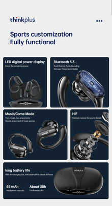 Original Lenovo XT80 Sports Wireless Earphones with Mics, LED Power Display,Hifi Stereo Sound Bluetooth 5.3 TWS HeadphHeadphones