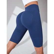 Women High Waist Seamless Slim Shorts Stretchy Push Up Butt Linear Aesthetic Yoga Shorts Knitted Workout Running Leggings