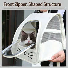 Breathable Oxford Pet Cat Carrier Backpack for Small Dogs, Portable Transparent Travel Outdoor Bag with Side Mesh Pockets, Airy
