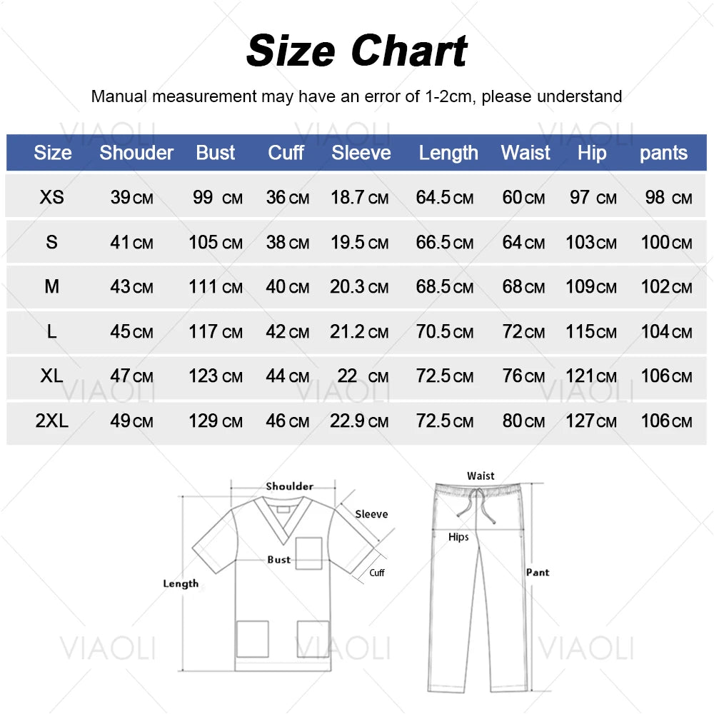 Hot Sales Doctor Uniforms Medical Nursing Clinic Scrub Sets Short Sleeve Tops Pants Suit XS-XXL Medical Accessories Spa Uniforms