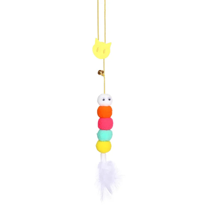 OUWO Hanging Cat Toy Simulation Toy Cat Scratch Telescoping Rope Feather Kitten Playing Game Interactive Toy Pet Supplies ﻿