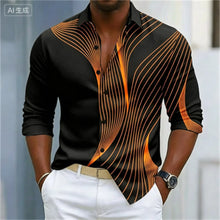Men's Geometric Ripple Abstract Art Shirt Multi Color Button Shirt Casual Formal Shirt Long Sleeve Fashion Casual Shirt