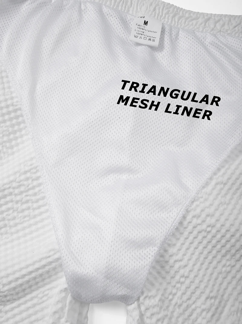 Mens Seersucker Beach Shorts With Mesh Liner Quick Dry