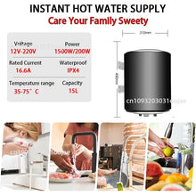 Electric Water Heater 10L 12V 220V 1500W Dual Voltage Hot Water Heaters With Display for Bathroom Shower RV Kitchen Heating