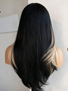 Highlight Black White Layered Lace Front Wig 13x4 Glueless