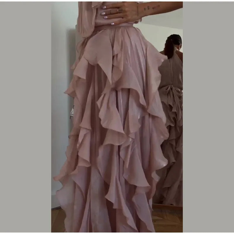 Sexy Cascading Ruffle Pleated Women Long Dress Fashion Lace Up Sleeveless Empire Female Dresses 2026 Spring Summer Lady Robe