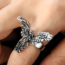 Antique Design Ring Distressed Angel Silver Color Opening Rings Fashion Punk Hip Hop Couple Rings Party Women Men Jewelry Gifts