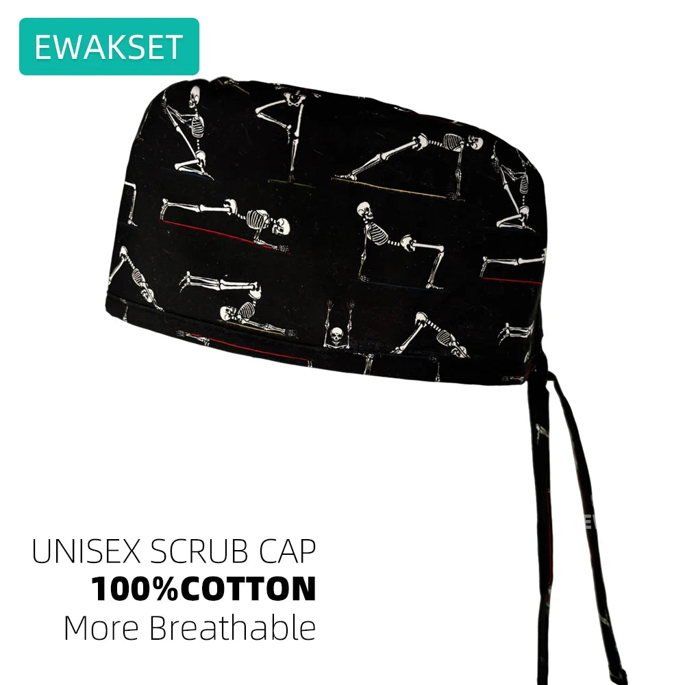 Cotton Unisex Scrub Cap with Sweatband Adjustable Surgical Cap for Women Men Doctor Nurse Clinic Hospital orthopedics Hat