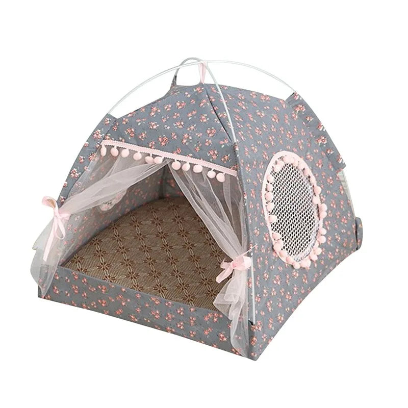Cat Tent Cute Princess Cat Bed Cat Torn Flower Tent Foldable Cat Tent Four Season Universal Pet Supplies Pet Mosquito Net Winter