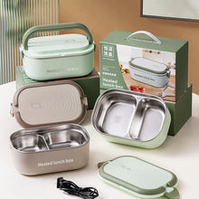 304 Stainless Steel Electric Lunch Box Constant Temperature Heated Lunch Box Plug-in 1.2L Double Chamber Water-Free Lunch Box