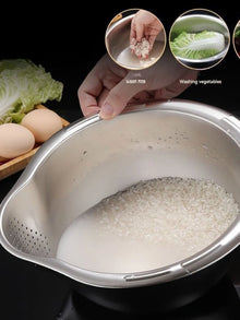Bol passoire à riz en acier inoxydable, bol de lavage de riz, passoire à riz, passoire à fruits et légumes, ustensiles de cuisine