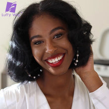 Pre Plucked HD Full Lace Wigs Brazilian Short Wavy Bob Wigs Melt Skins HD Transparent 13x6 Lace Front Wig Bleached Knots LUFFY