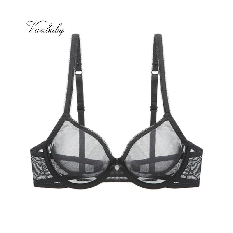 Women's Mesh Bra Underwire Unlined Ultra-thin Brassiere Breathable Fabric Underwear Plus Size