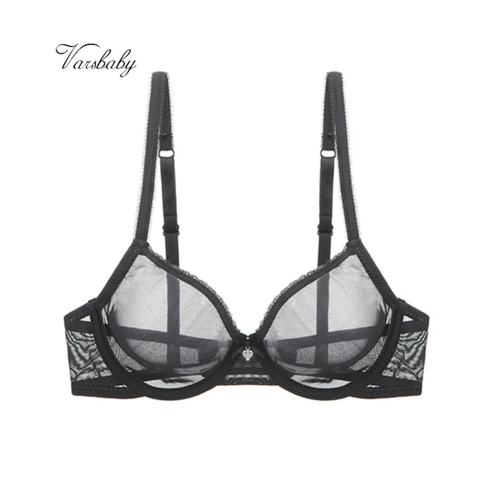 Women's Mesh Bra Underwire Unlined Ultra-thin Brassiere Breathable Fabric Underwear Plus Size