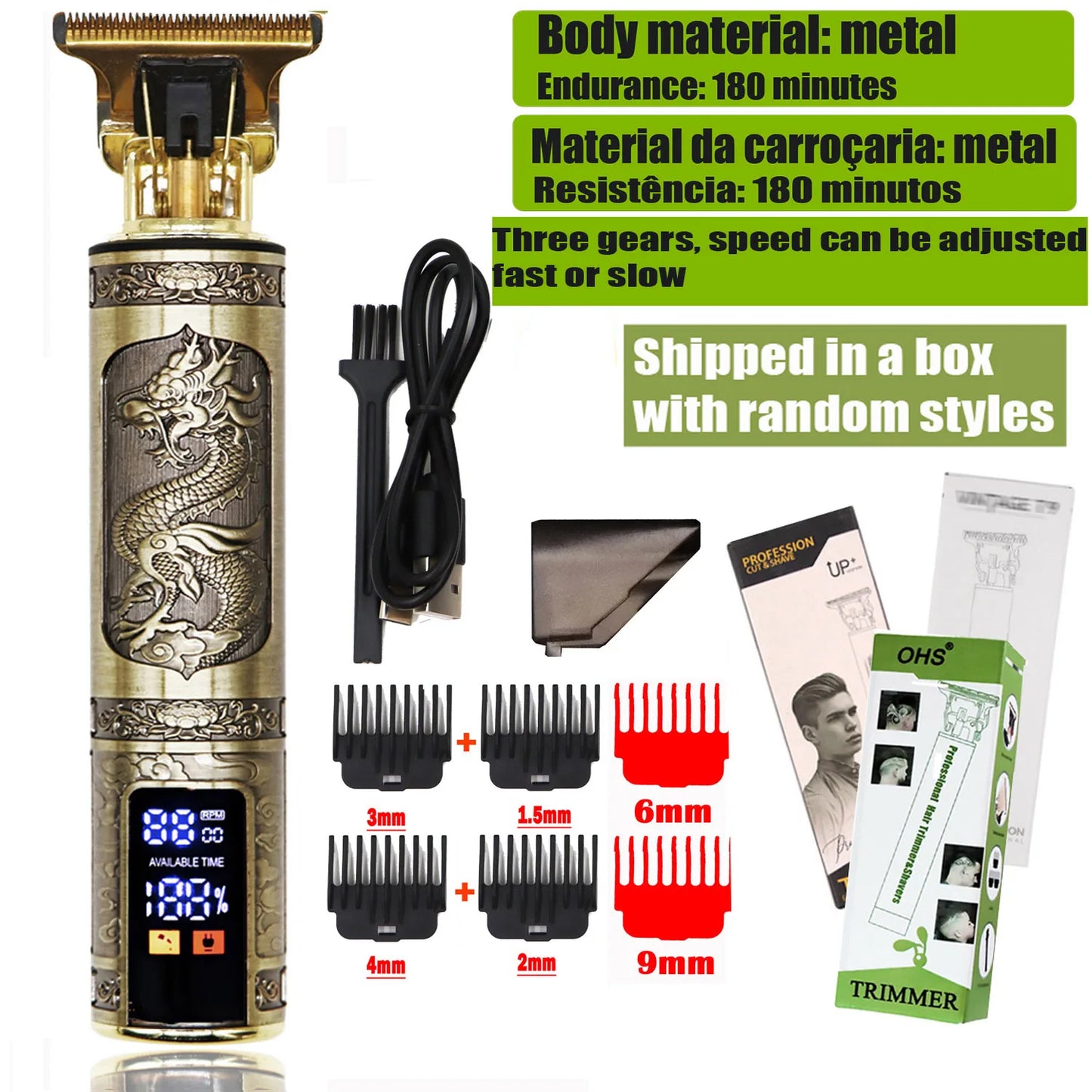 T9 Hair Clipper 0mm Barber Shaver Beard Trimmer Electric