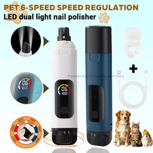 Electric 6-speed adjustable pet nail polisher large/small dog nail clipper 2 LED lights rabbit cat paw nail beauty accessories