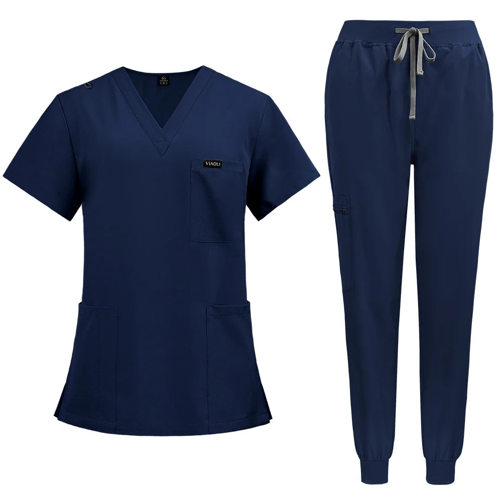 Unisex short sleeved surgical scrub set, skin care and operating room medical staff uniforms, isolation gowns