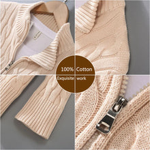 pure Cotton Sweaters Men's High Quality Autumn Cable Knit Christmas Sweater With Zipper Turtleneck Pullovers Zipper Pull Homme