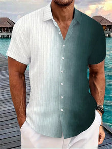 Summer printed men's short sleeved shirt Hawaii fashion lapel top plus size casual men's shirt 2025 style