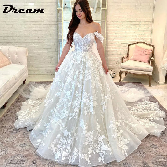 DREAM Customized Princess Boho Wedding Dresses For Women Off the Shoulder Sweetheart Lace Appliques Bridal Gown Ball Gowns 2026