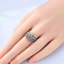 Original 925 Sterling Silver Wings Cross Open Ring For Women Adjustable Size Ring Punk Style Party Jewelry Gift