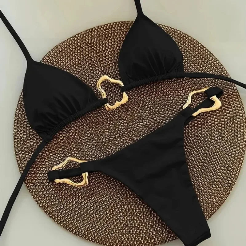 New Sexy Halter Micro Bikini Set Women Swimsuit Swimwear Deep V Neck Triangle Thong Brazilian Beachwear Bathing Suit