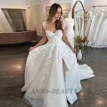 Anna Charming Wedding Dress Bridal Bling Tulle Sweetheart A Line High Side Slit Pleats Lacing up Sweep Train Vestidos De Novia