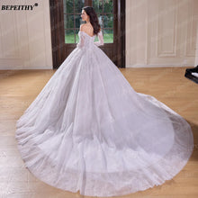 BEPEITHY Customized Sweetheart Long Sleeves Bride Wedding Dresses 2026 Women Princess Glitter Court Train Plus Size Bridal Gown